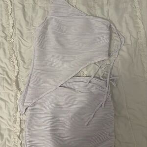 Chic Asymmetrical White Top and Skirt Set